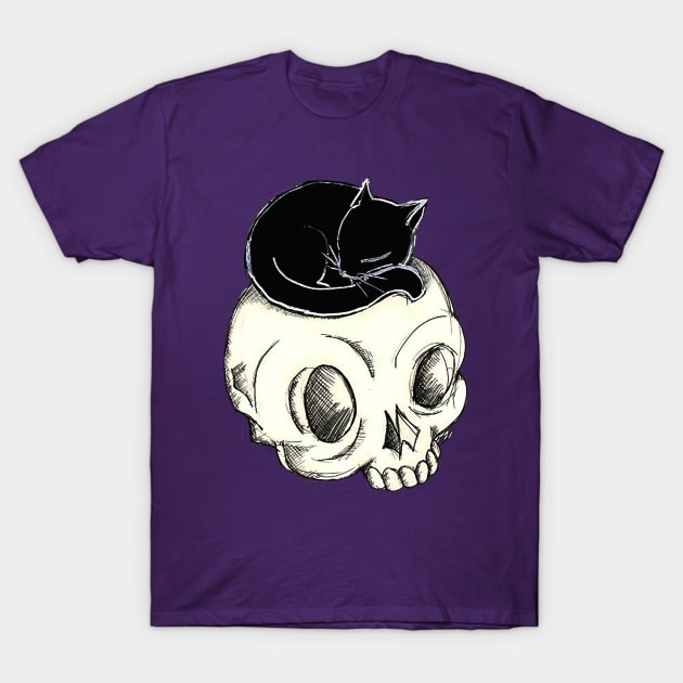 Skull and Kitty T-Shirt by Elora0321